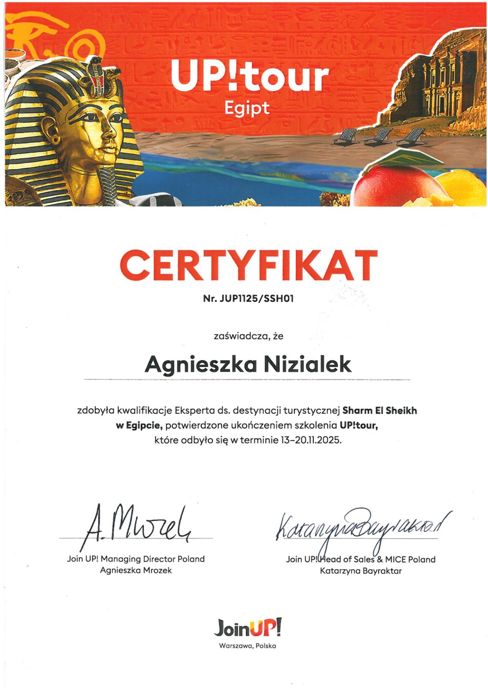 Join UP! — ekspert destynacji Sharm El Sheikh — Agnieszka Niziałek