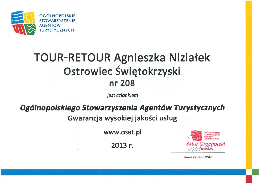 OSAT — dokument członkostwa, nr 208 — Tour-Retour Agnieszka Niziałek